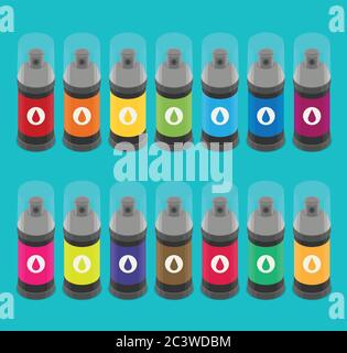Spray Paint Can set.Vector Flat Icon Stock Vector