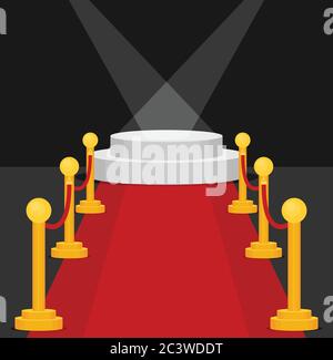 A stage with a red carpet illustration. Flat vector. Stock Vector