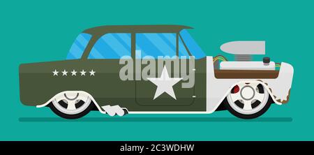 Vector Hotrod flat. Old school race car. Stock Vector