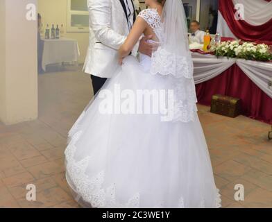 bride and groom first dance at the wedding party Stock Photo