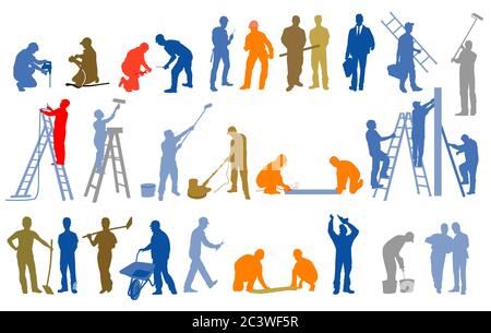 Craftsmen on the construction site Stock Vector
