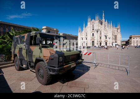 Italy, Lombardy, Milan, Piazza Duomo Square,  Italian Army to Prevent Terrorism Attack Stock Photo