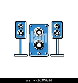 stereo speaker flat icon. vector sound system speakers. music flat icon. design template vector Stock Vector