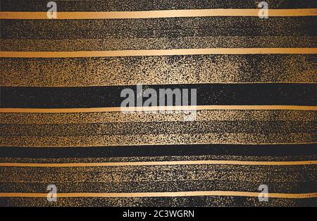 Distress grunge vector texture of golden knitted fabric, sweater, pullover, jersey with horizontal stripes. Black and white background. EPS 8 illustra Stock Vector
