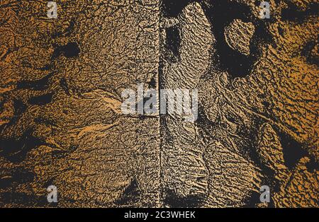 Distressed overlay texture of golden natural leather, grunge vector background. abstract halftone vector illustration Stock Vector