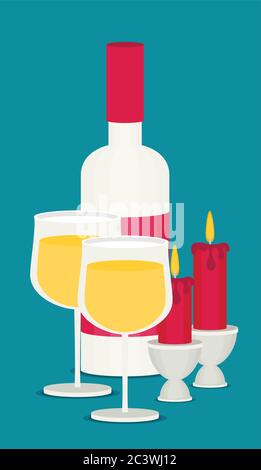 Colored flat design vector illustration wine Stock Vector