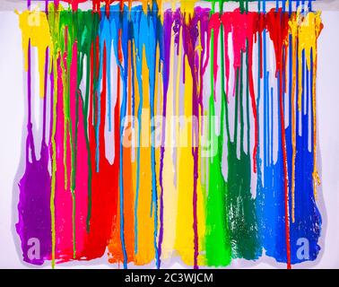 colorful of screen printing ink are dripping on white background Stock ...