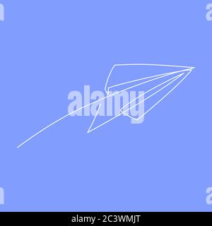 Paper plane continuous line vector illustration - airplane silhouette made with one single line art style. Stock Vector