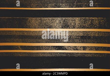 Distress grunge vector texture of golden knitted fabric, sweater, pullover, jersey with horizontal stripes. Black and white background. EPS 8 illustra Stock Vector