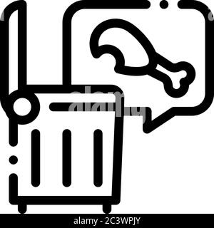 chicken food in trash container doodle icon hand drawn illustration ...