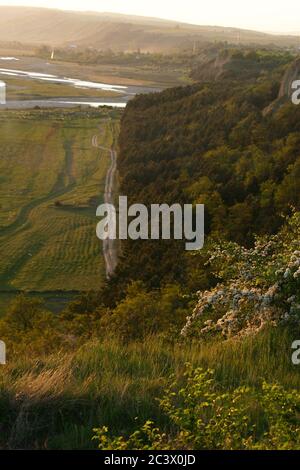 Cliffs along the Putna river in Vrancea County, Romania Stock Photo