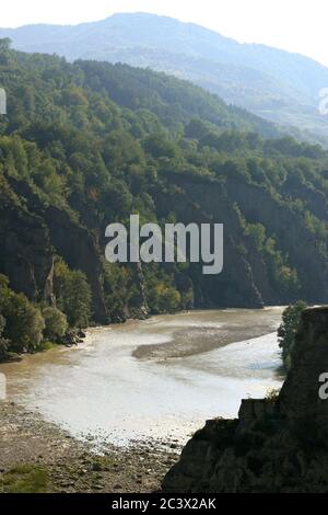 Putna River flowing through Vrancea County, Romania Stock Photo