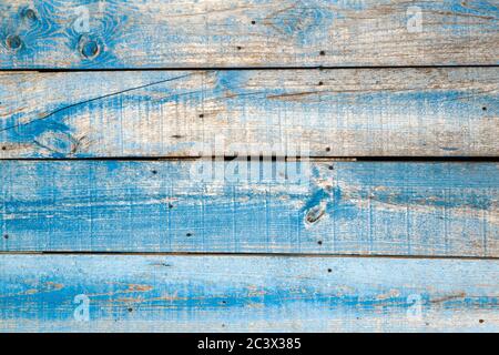 Blue painted wooden planks wall Stock Photo