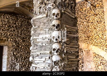 EVORA, PORTUGAL - JULY 25, 2017: Capela dos Ossos (Chapel of Bones) in Evora, Portugal in a beautiful summer day Stock Photo