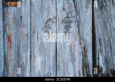 Blue painted wooden planks wall Stock Photo