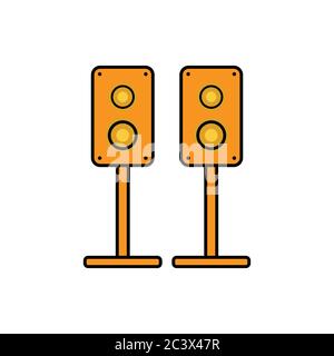stereo speaker flat icon. vector sound system speakers. music flat icon. design template vector Stock Vector
