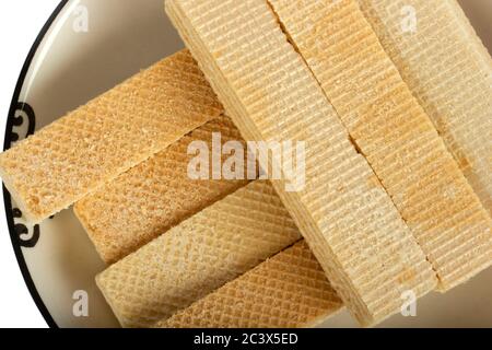 Rectangle shape wafer biscuit. Food background. Stock Photo