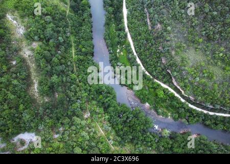 Aerial view of Ebro river canyon in Burgos, Spain. High quality image. Stock Photo