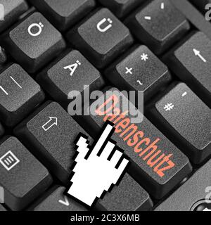 Computer keyboard with the inscription Datenschutz, data protection on a key Stock Photo