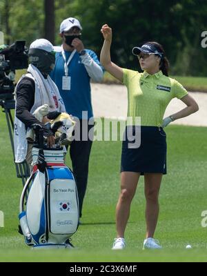 Incheon, South Korea. 21st June, 2020. LPGA golf player Ryu So-Yeon of South Korea, before their prepares for third shot on the 9th hole during the final round of the Kia Motors 34th Korea Woman's Open Golf Championship at Bear's Best CheongNa Golf Club in Incheon, South Korea on June 21, 2020. (Photo by Lee Young-ho/Sipa USA) ? Credit: Sipa USA/Alamy Live News Stock Photo