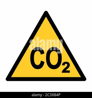 CO2 warning road traffic sign red frame blue background vector
