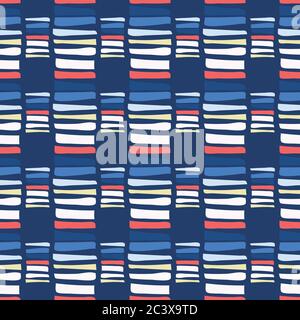 Hand drawn textured maritime stripes. Seamless vector pattern. Striped seaside coastal fashion textiles. All over print for seafaring nautical Stock Vector