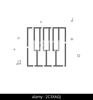 Piano keys simple vector line icon. Keyboard player symbol, pictogram, sign. Light background. Editable stroke. Adjust line weight. Stock Vector