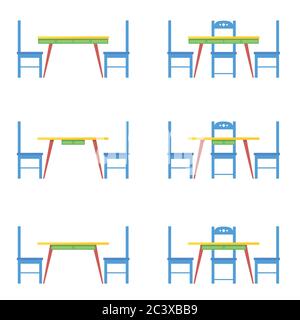 table and blue chair vector illustration  on white background Stock Vector
