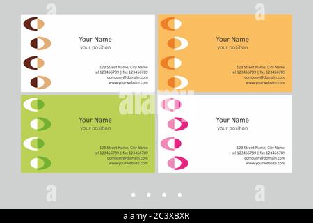 Colorful business card template. Timeless geometric style in four expressive color schemes – just add personal data. Stock Vector