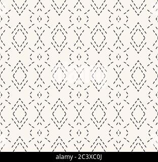Decorative running stitch embroidery pattern. Victorian diamond needlework seamless vector background. Hand drawn ornamental textile print. Ecru cream Stock Vector