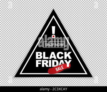 Black Frifay Triangle sale banner. Black warning sign on transparent background Stock Vector