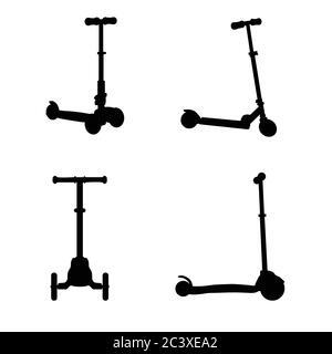 scooter for kids vector silhouette in black color Stock Vector