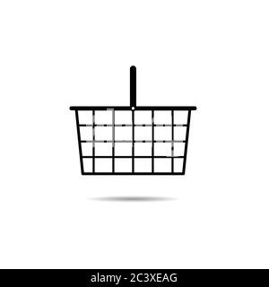 shopping basket icon in black line on white background Stock Vector