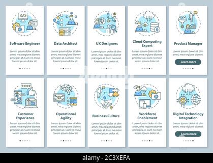 Digital transformation onboarding mobile app page screen with concepts ...