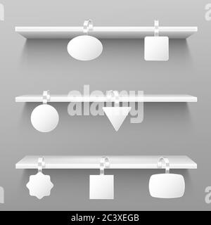 wooden store shelf empty with price label vector illustration ...