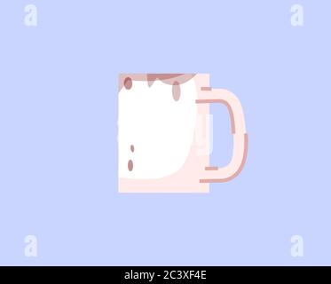 Dirty mug semi flat RGB color vector illustration Stock Vector