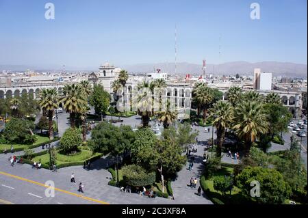 Arequipa, Old city street view, Peru Stock Photo