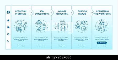 Unemployment reasons onboarding vector template Stock Vector