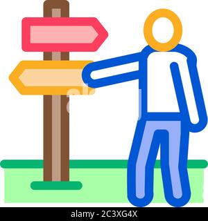human direction pillar icon vector outline illustration Stock Vector