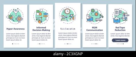 Business agility onboarding mobile app page screen with concepts Stock Vector