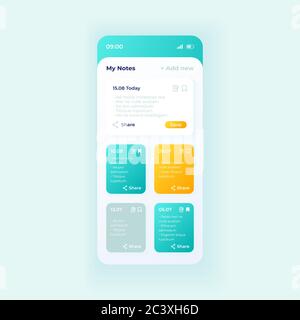 Notes app cartoon smartphone interface vector templates set Stock ...