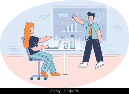 Business goals semi flat vector illustration Stock Vector