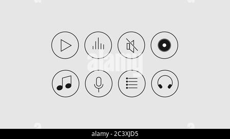 Simple Set of Music Related Vector Line Icons. Premium linear symbols. Web symbols for web sites and mobile app. Trendy design. Vector illustration Stock Vector