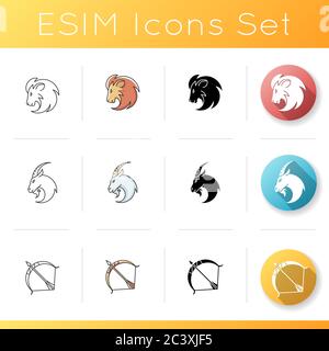 Horoscope signs icons set Stock Vector