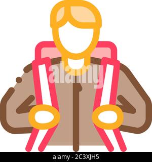 man traveler with backpack icon vector outline illustration Stock Vector