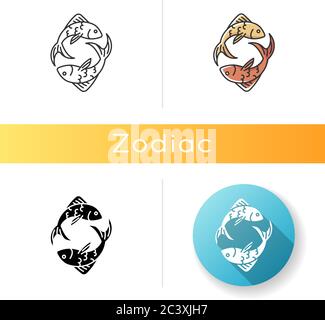Pisces zodiac sign icon Stock Vector