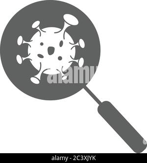 Virus under magnifying glass icon. Corona virus 2019-nCoV. Bacteria and germs, microbe, fungi icon simple design vector illustration. Stock Vector