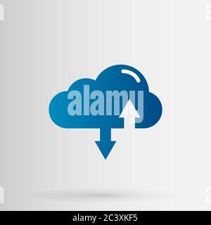Vector Illustration Of Abstract Cloud Storage Icon With Downloading And Uplouding Arrows Stock Vector