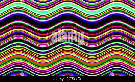 Abstract Wavy Neon Tubes Glowing Bright Rainbow Light Flowing like Lava - Abstract Background Texture Stock Photo