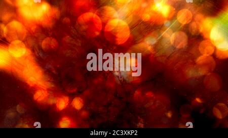 Ambient Orange Glow Lights with Warm Bokeh in Lava Lamp Fluid - Abstract Background Texture Stock Photo